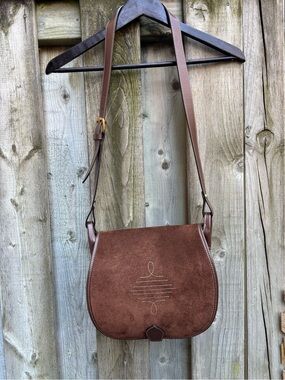 Mesa Brown Suede Crossbody Saddle Bag - Women